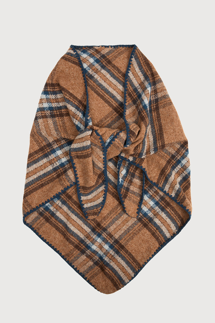 Knitted Plaid Triangle Shawl