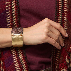 Ruffle Leather Metal Bracelet