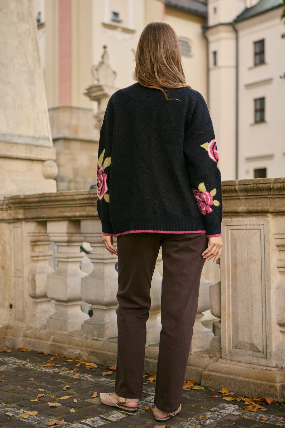 Flower Print Cardigan - Black Multi