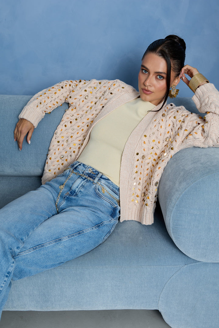 Deco Cable Knit Cardigan