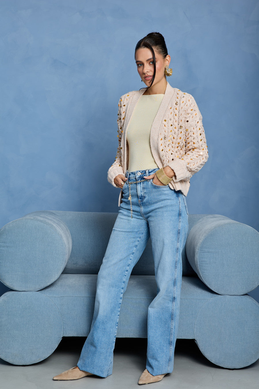 Deco Cable Knit Cardigan