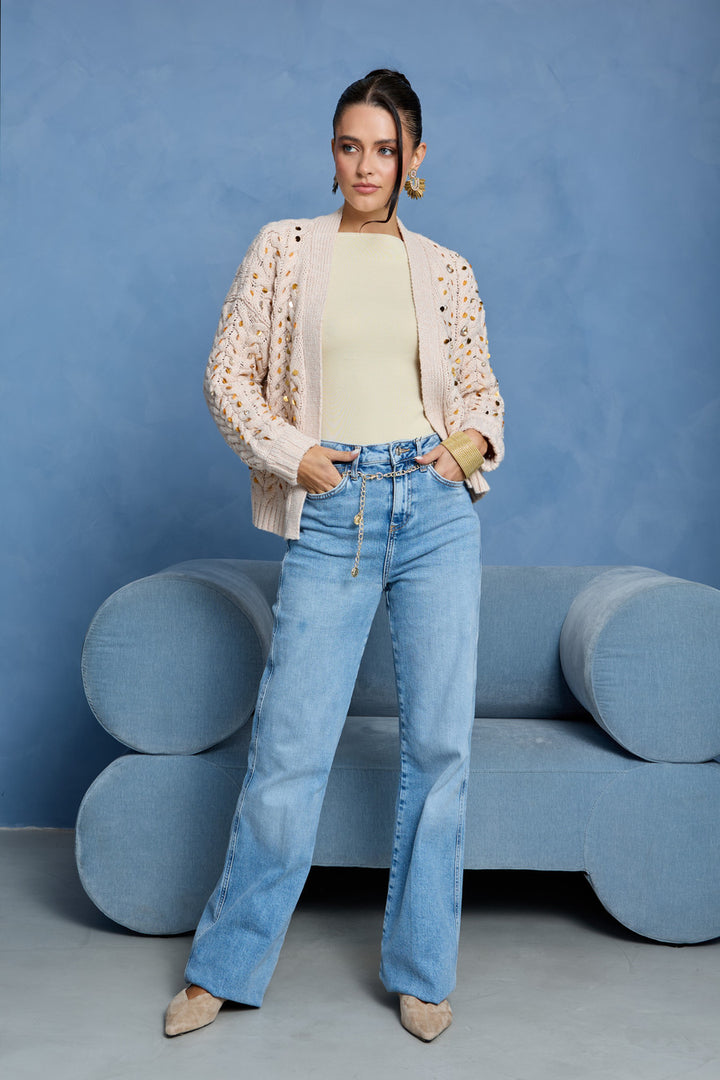 Deco Cable Knit Cardigan