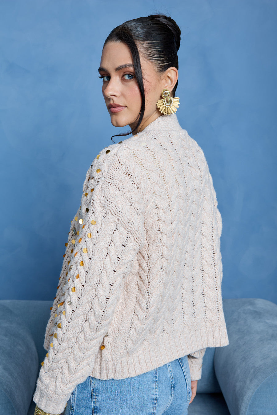 Deco Cable Knit Cardigan