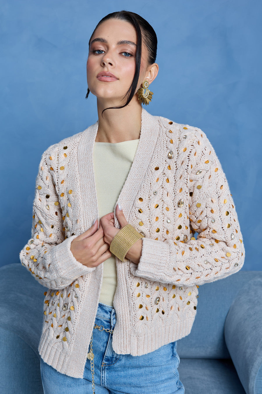 Deco Cable Knit Cardigan