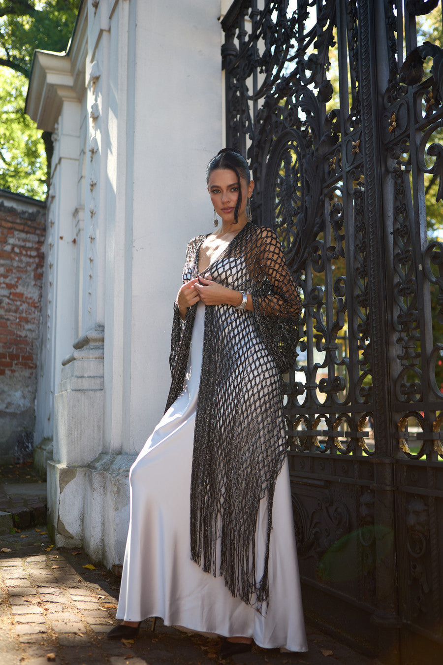 Metallic Crochet Fringe Kimono