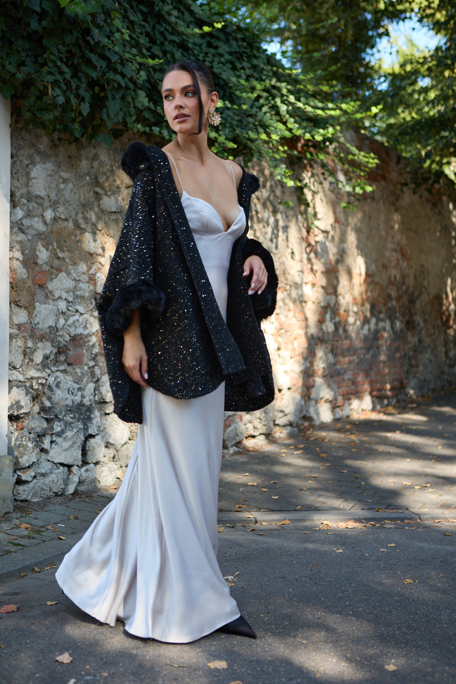 Faux Fur Under The Stars Hooded Kimono