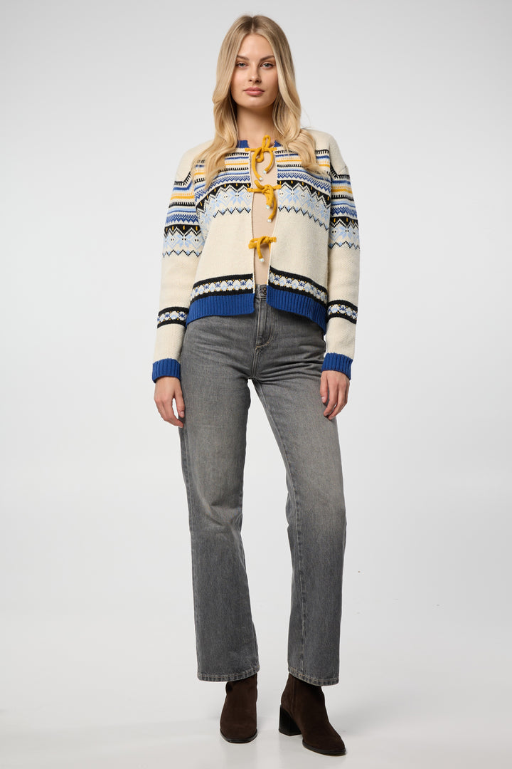 Fair Isle Multi Tie Front Cardigan