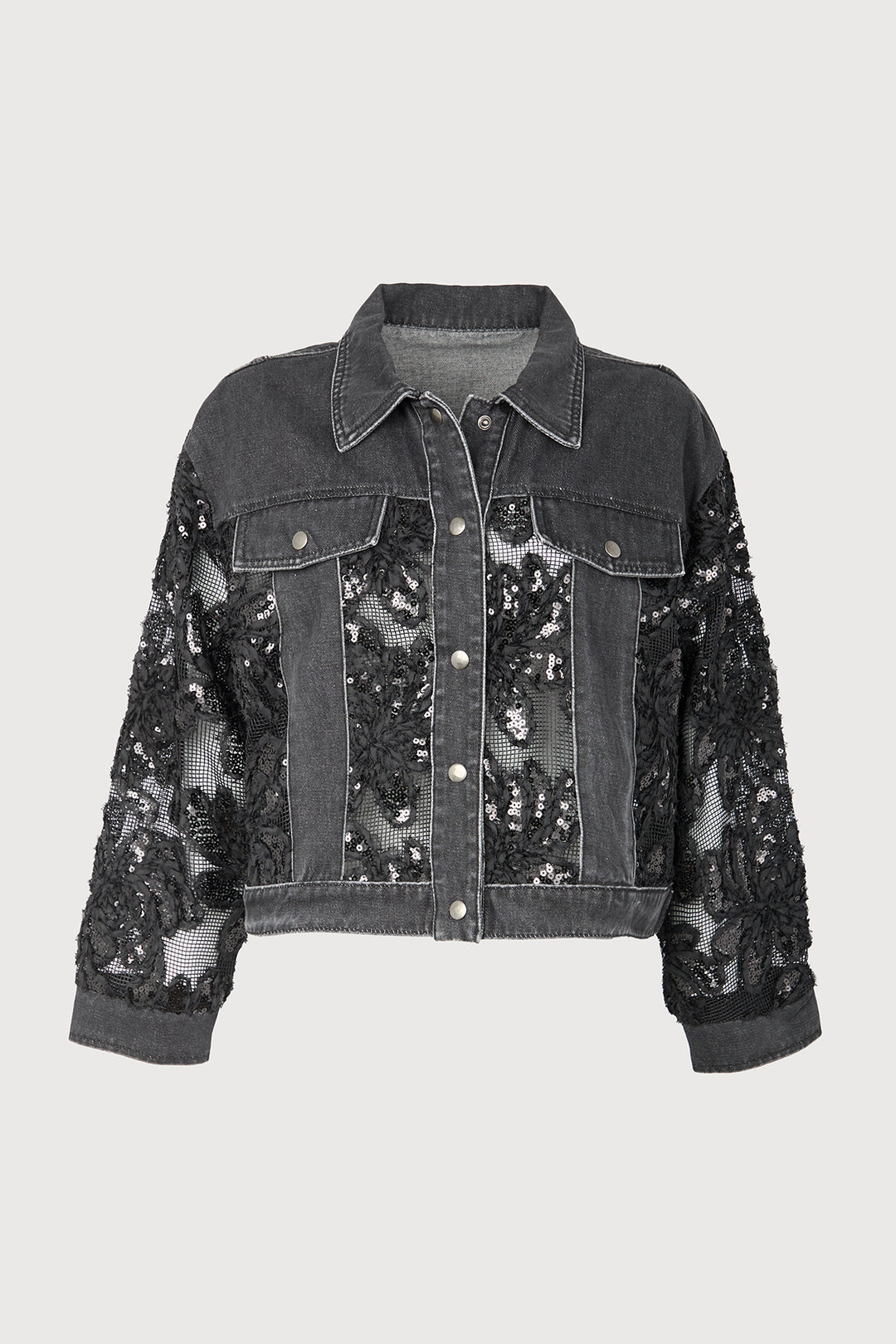 Denim Sequin Lace Jacket