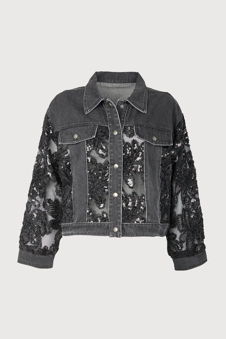 Denim Sequin Lace Jacket