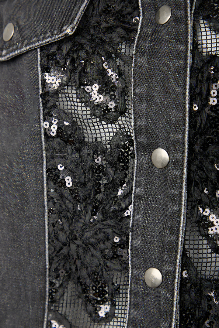 Denim Sequin Lace Jacket
