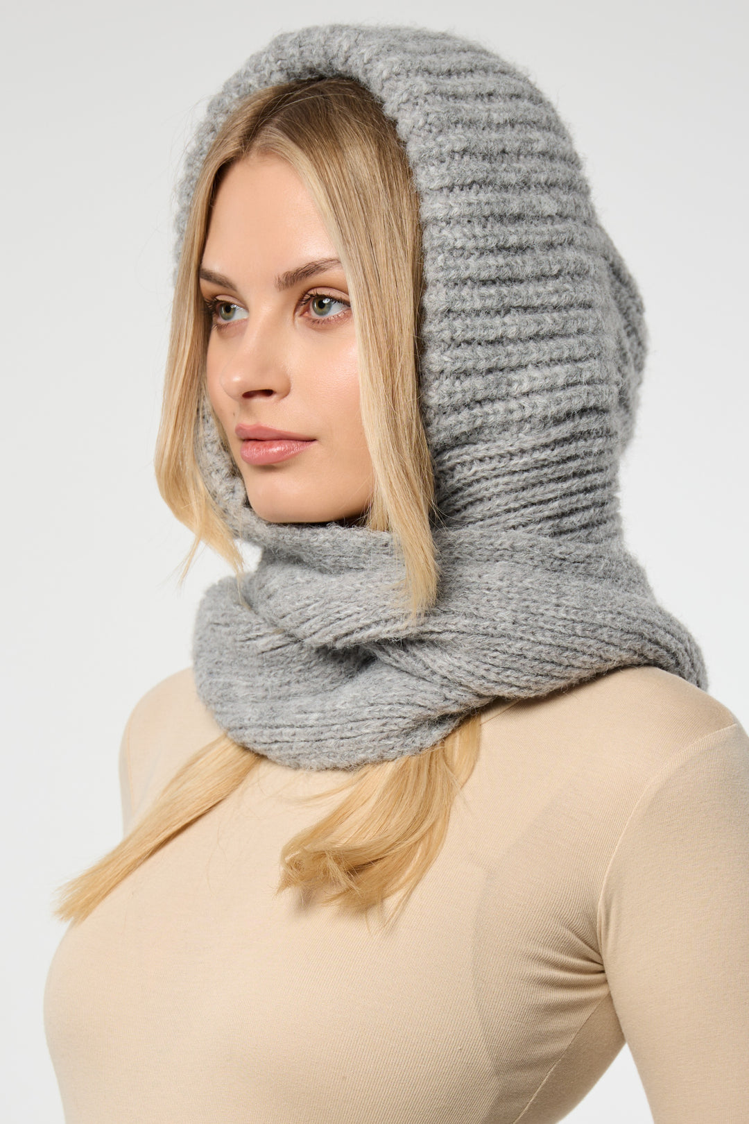 Cozy Knit Hooded Scarf
