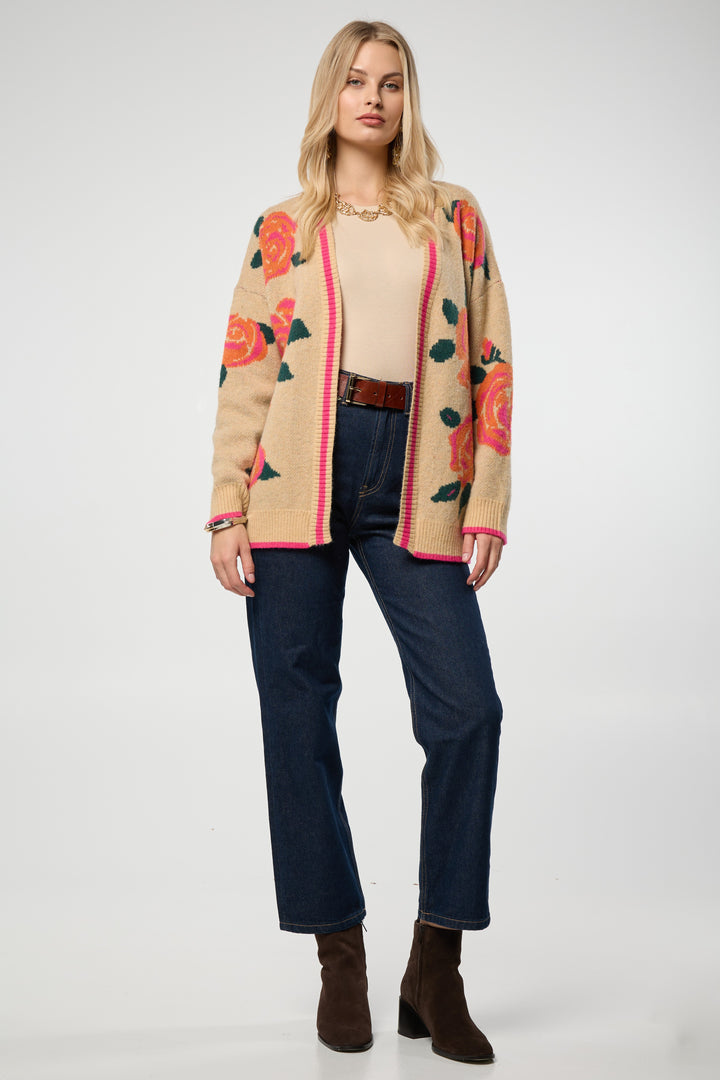 Flower Print Cardigan - Cream
