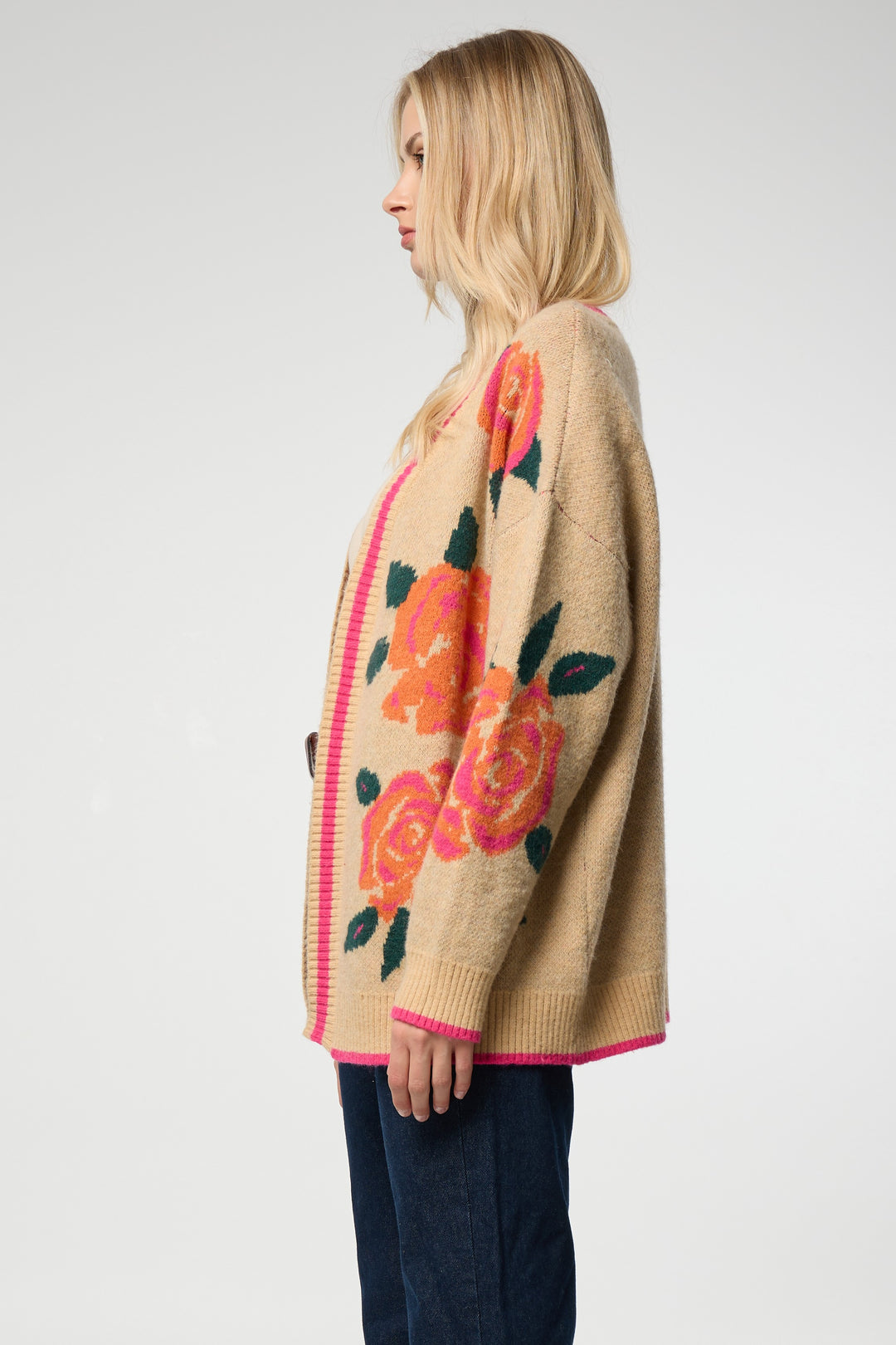 Flower Print Cardigan - Cream