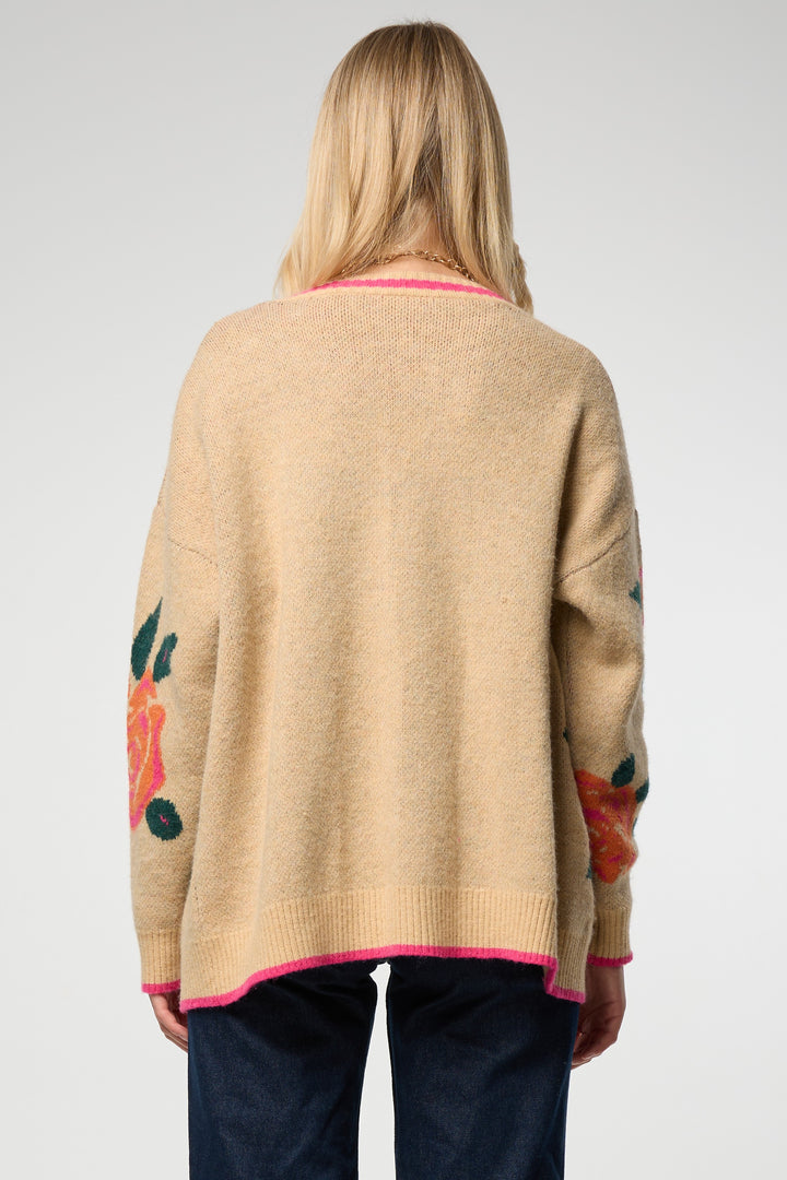 Flower Print Cardigan - Cream