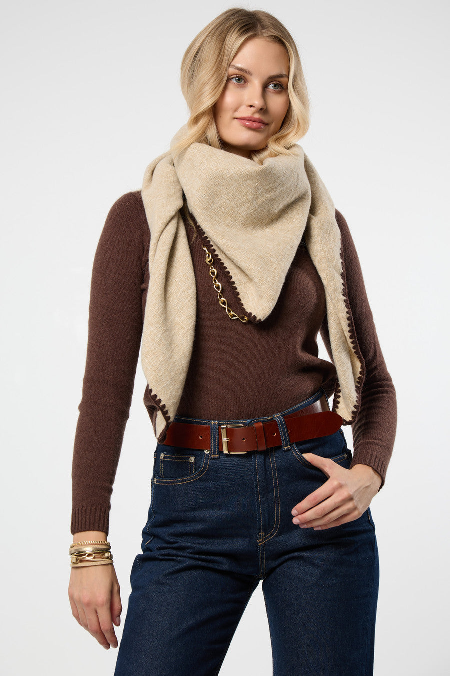 Knitted Triangle Shawl Wrap