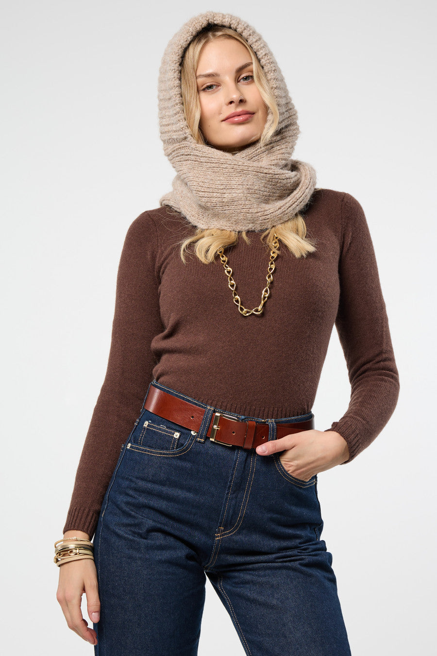 Cozy Knit Hooded Scarf