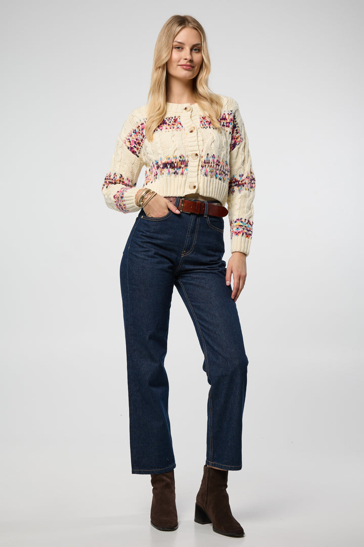 Fair Isle Cable Knit Cardigan