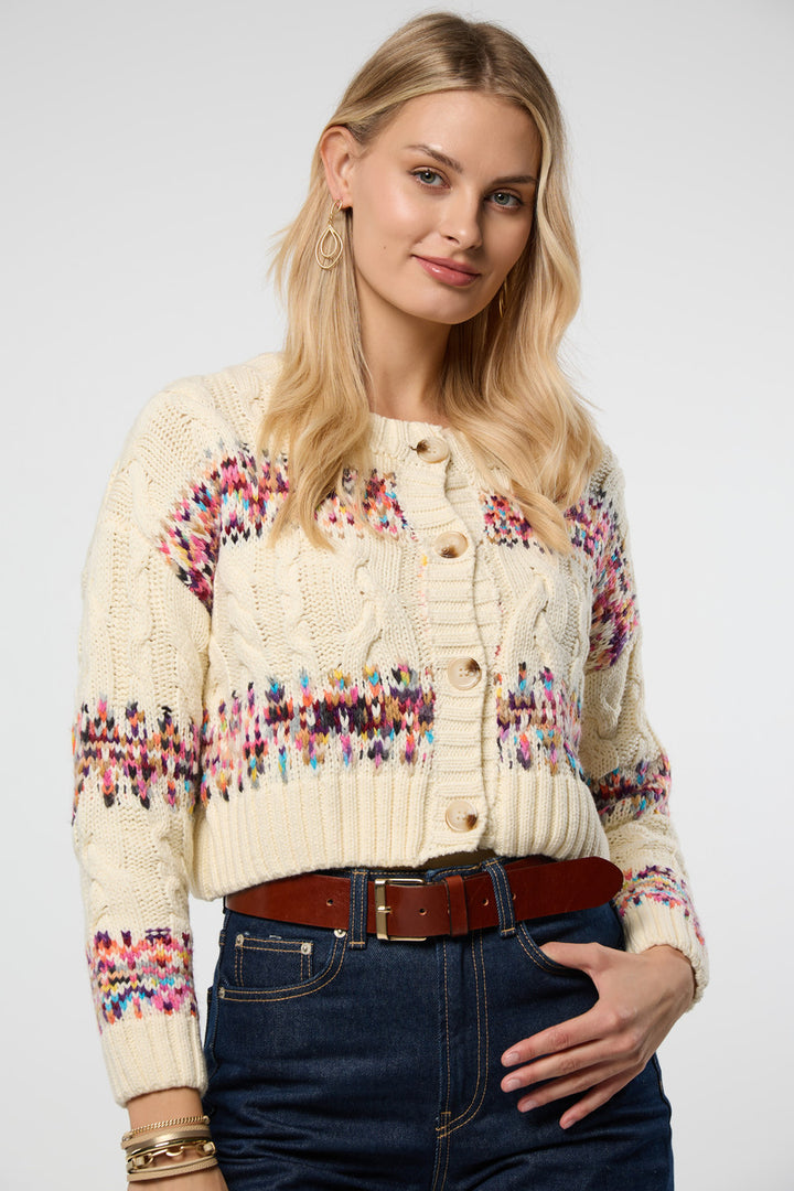 Fair Isle Cable Knit Cardigan
