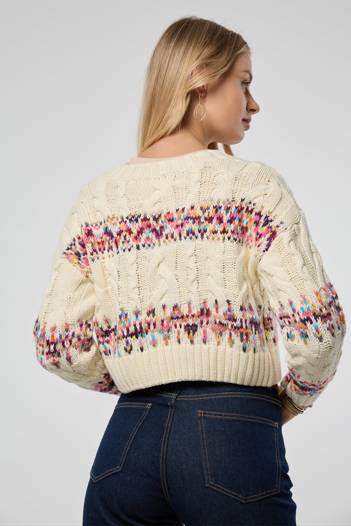 Fair Isle Cable Knit Cardigan