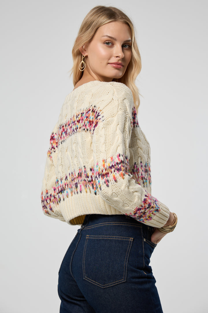 Fair Isle Cable Knit Cardigan
