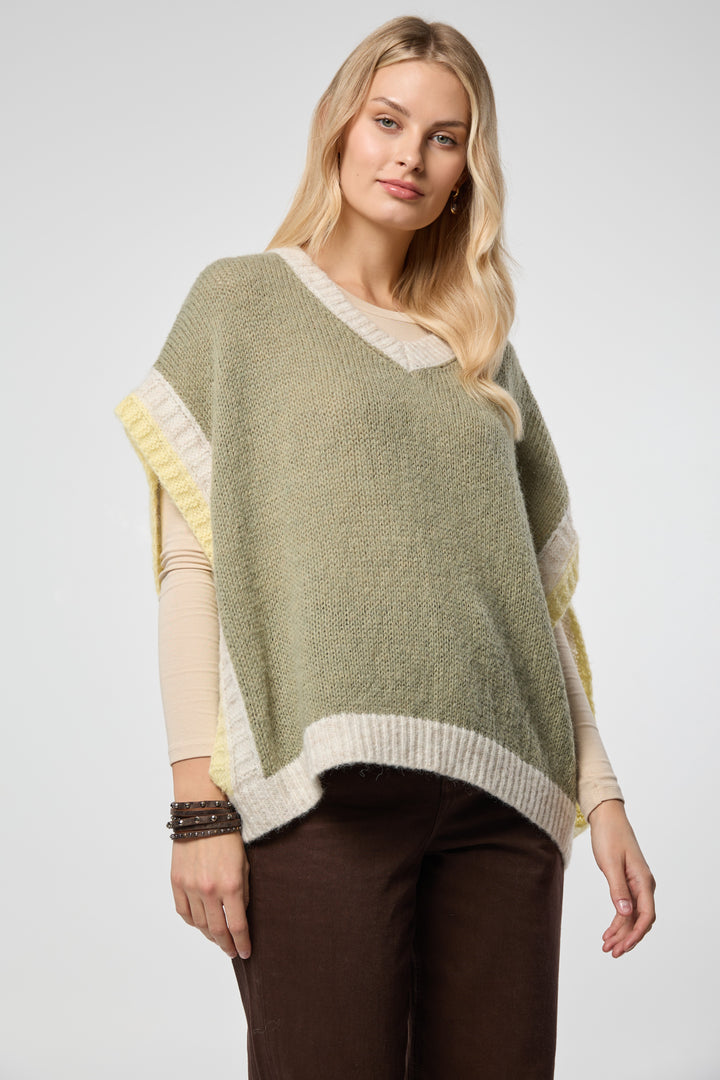 Colorblock Knit Sweater Vest