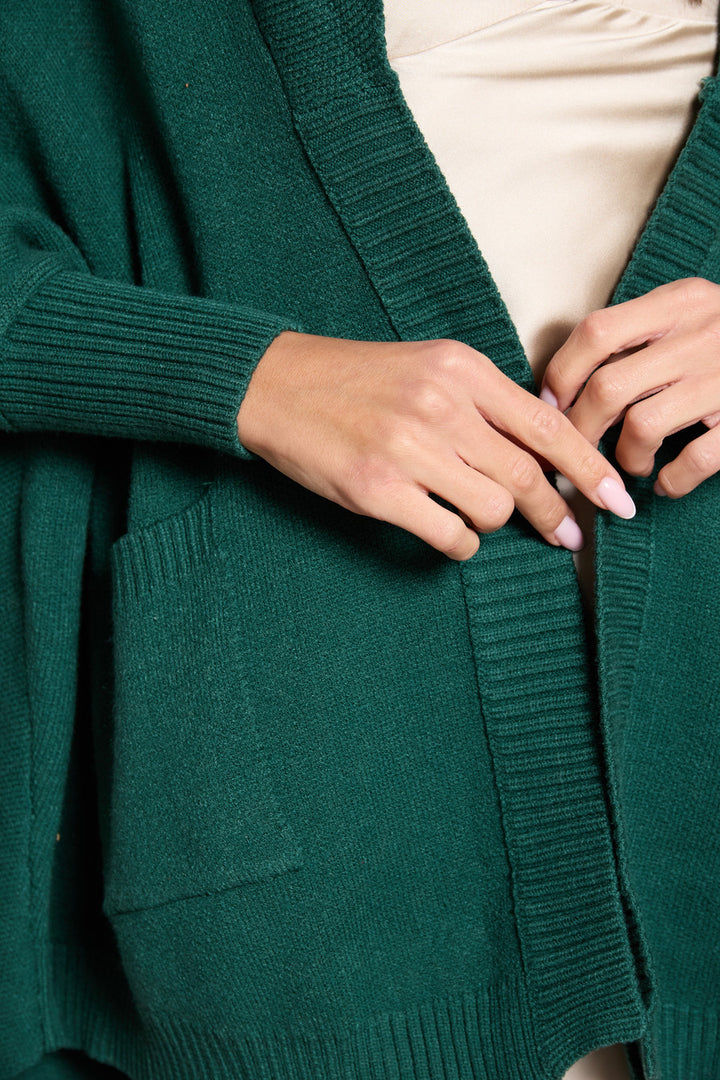 Open Front Oversized Cardigan - Green
