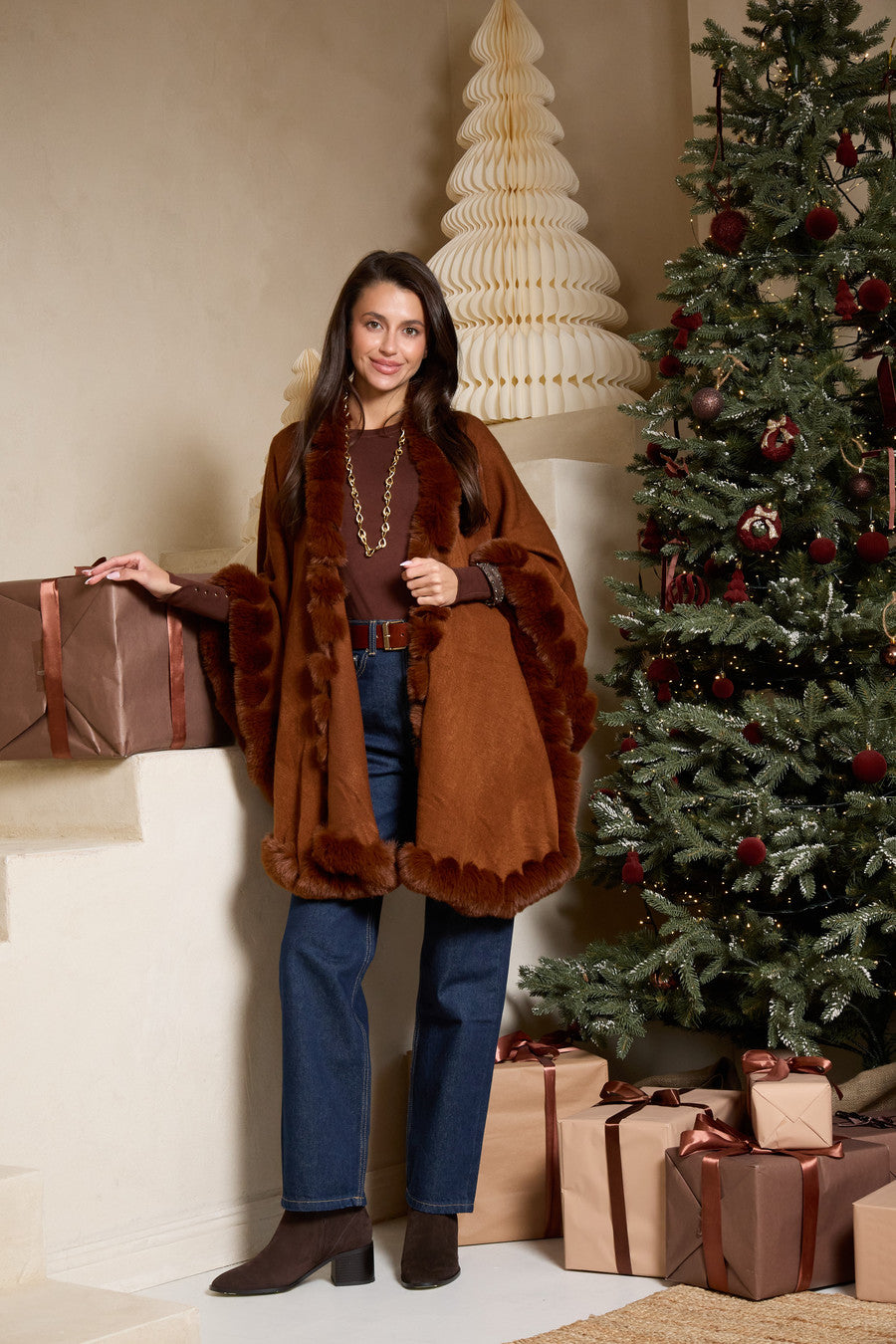 Faux Fur Cape Kimono