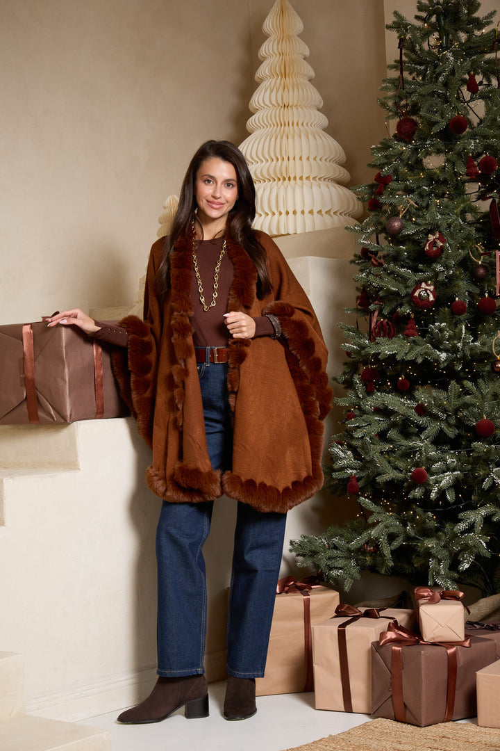 Faux Fur Cape Kimono