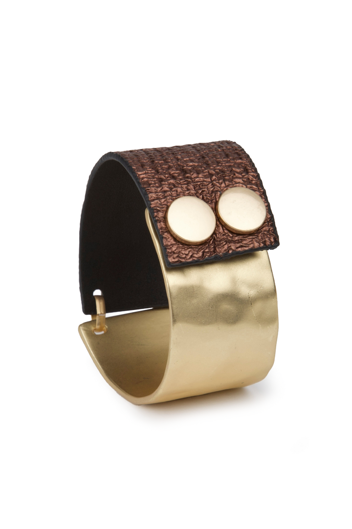 Ruffle Leather Metal Bracelet