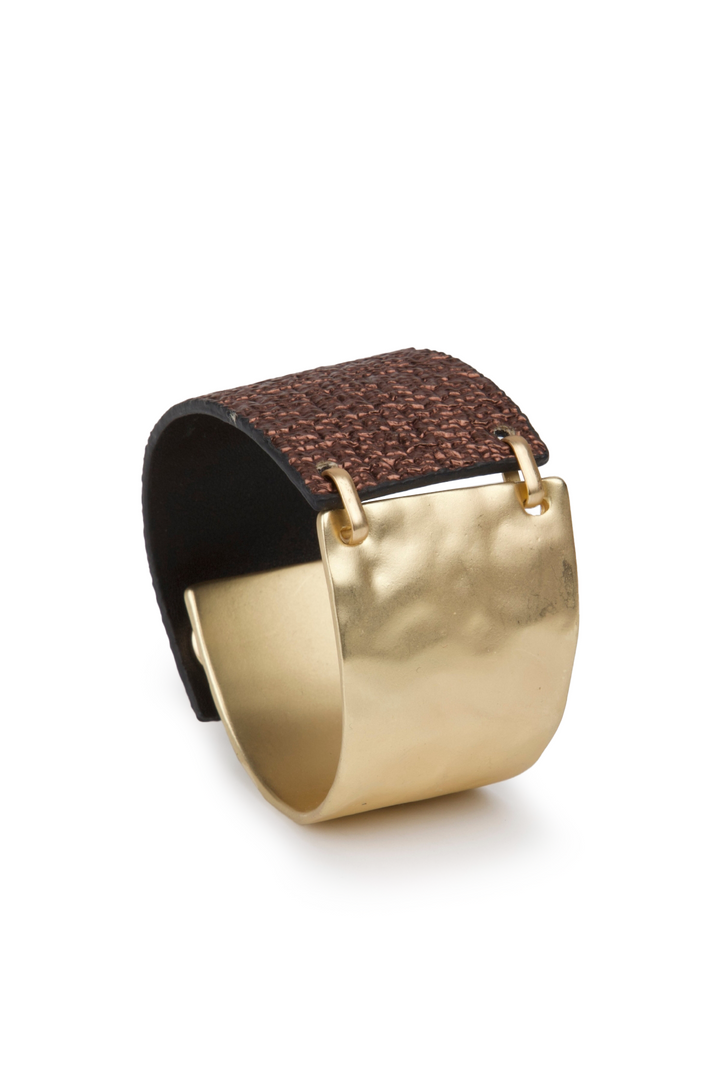 Ruffle Leather Metal Bracelet