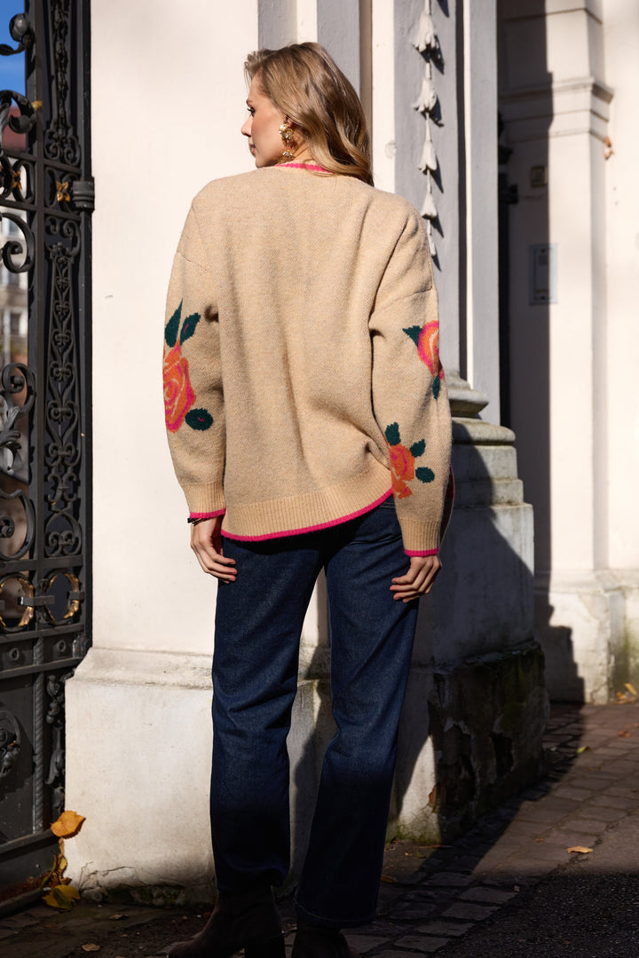 Flower Print Cardigan - Cream