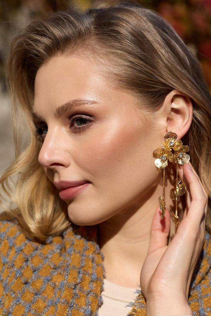 Flower Metal Drop Earring