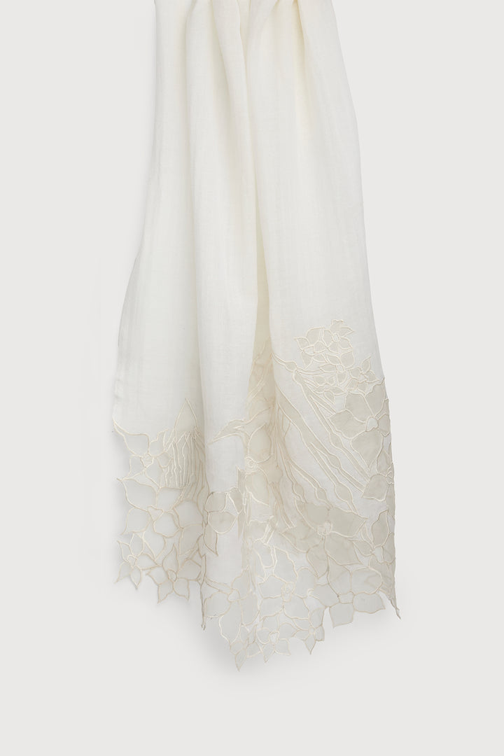Vine with Floral Applique Wool Scarf
