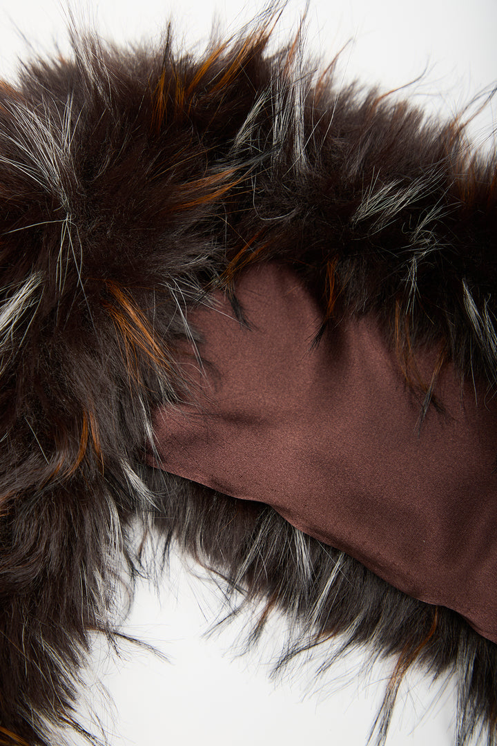 Faux Fur Statement Scarf - Brown Multi