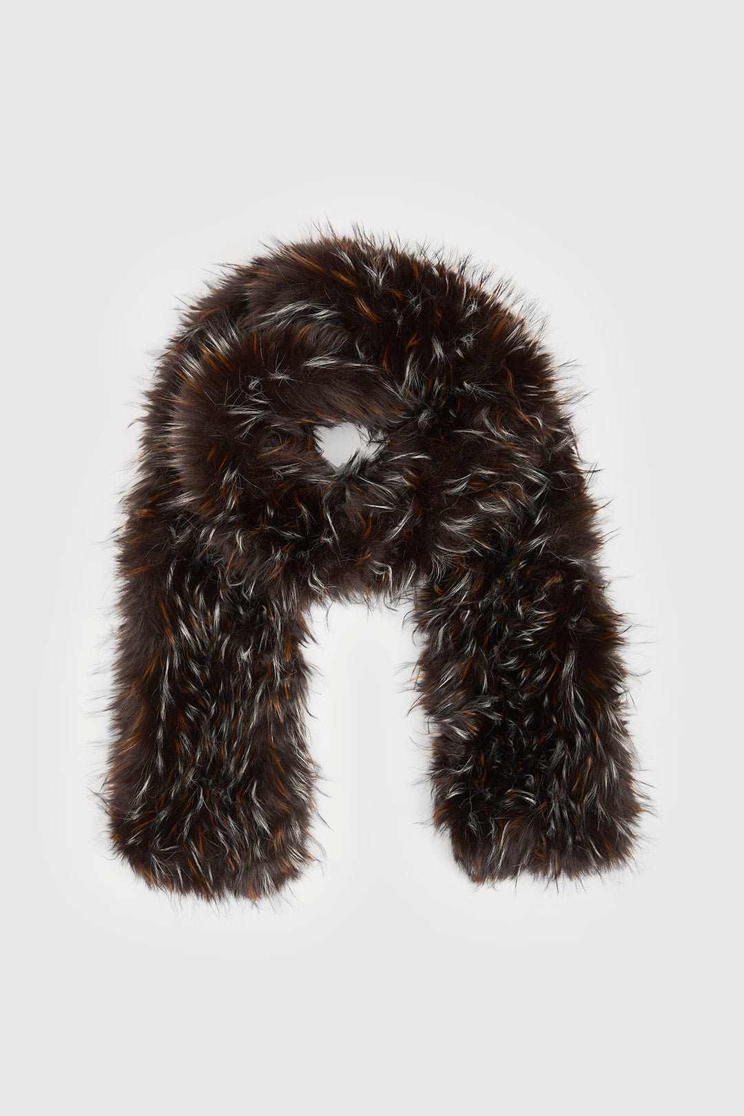 Faux Fur Statement Scarf - Brown Multi