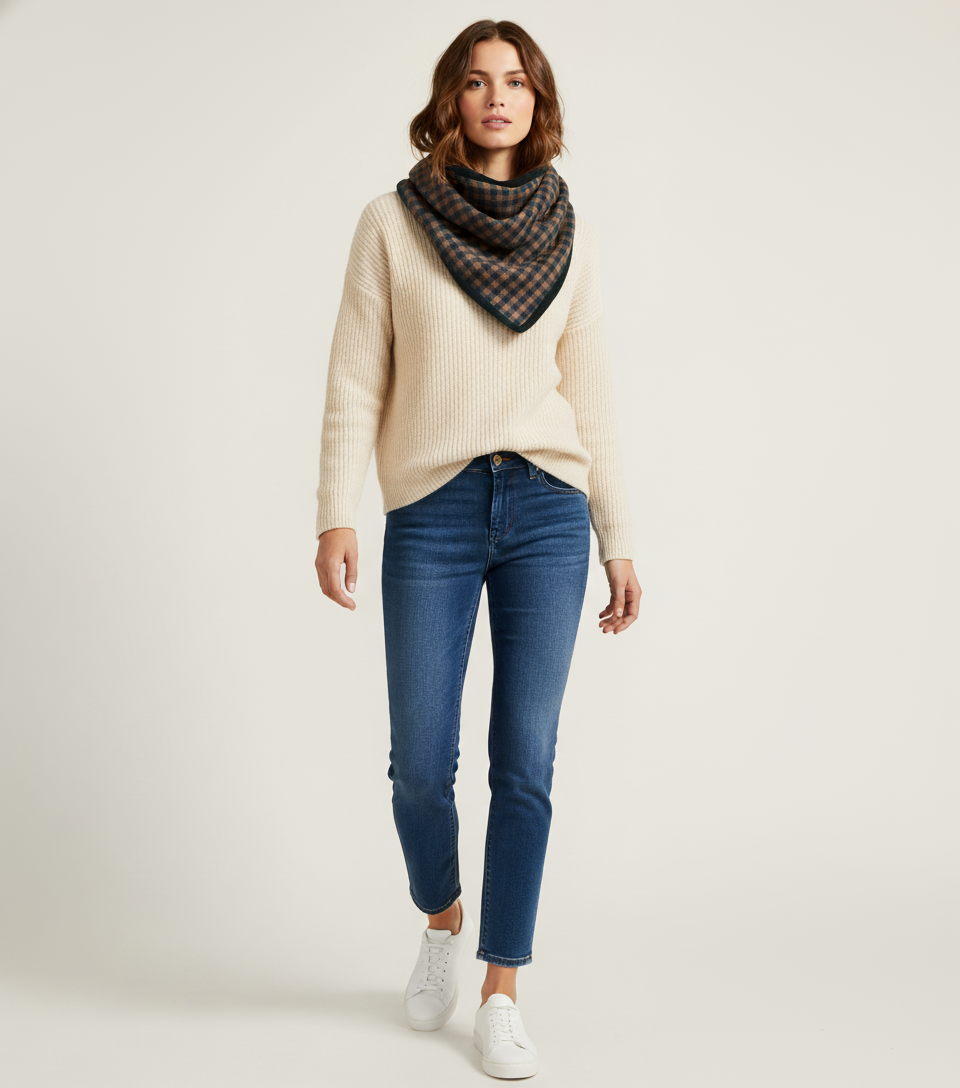 Wool Triangle Scarf - Black