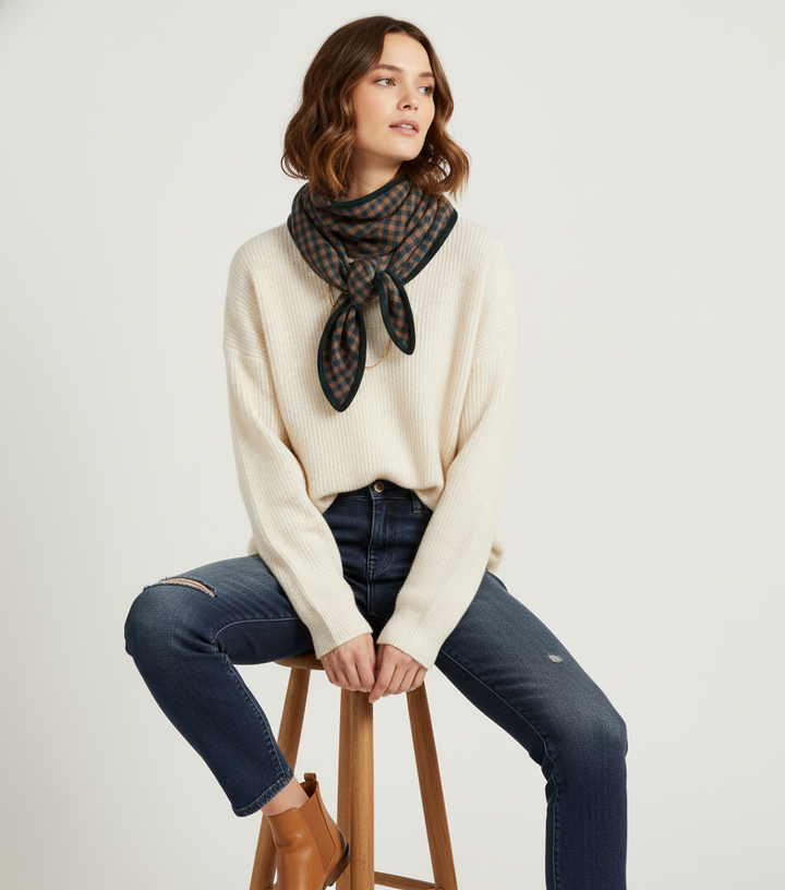 Wool Triangle Scarf - Black