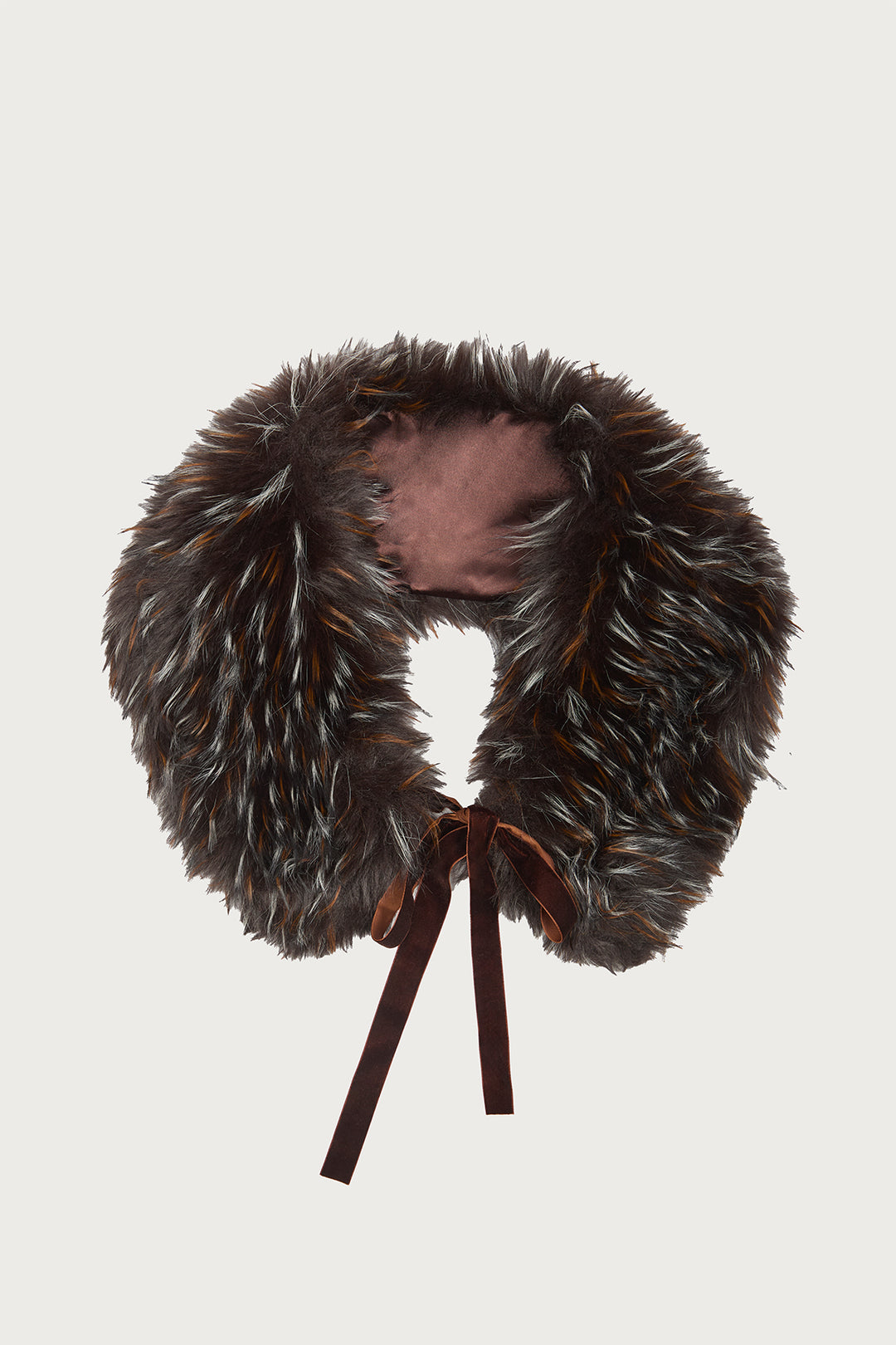 Faux Fur Tie Collar - Brown Multi