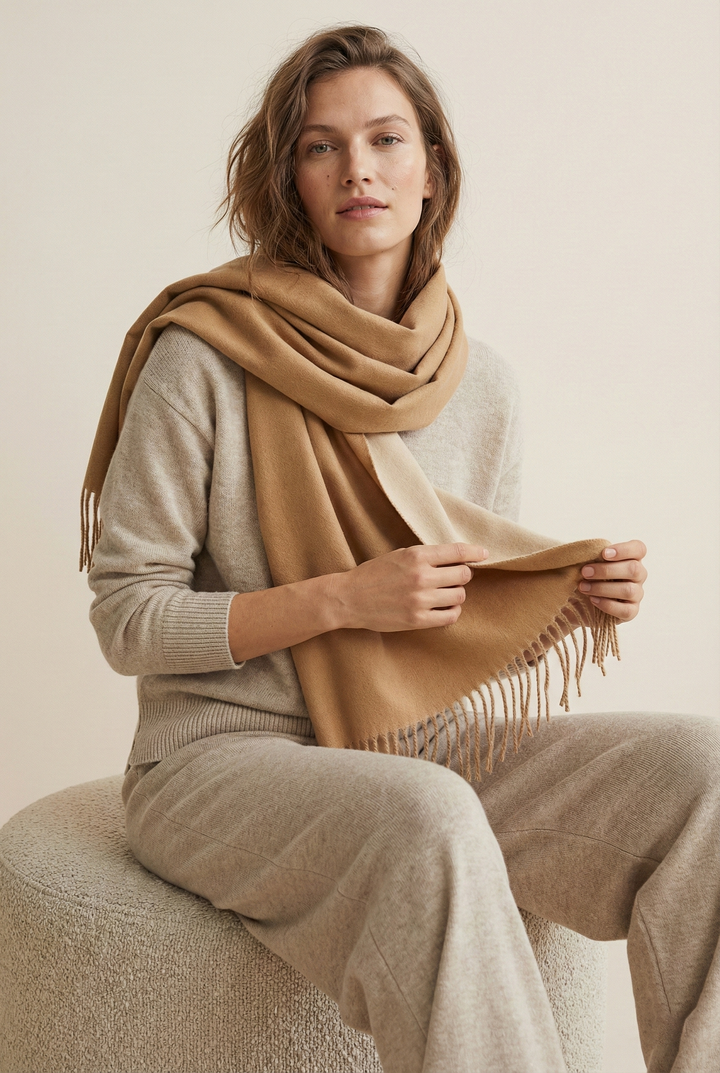 Solid Fringe Reversible Scarf