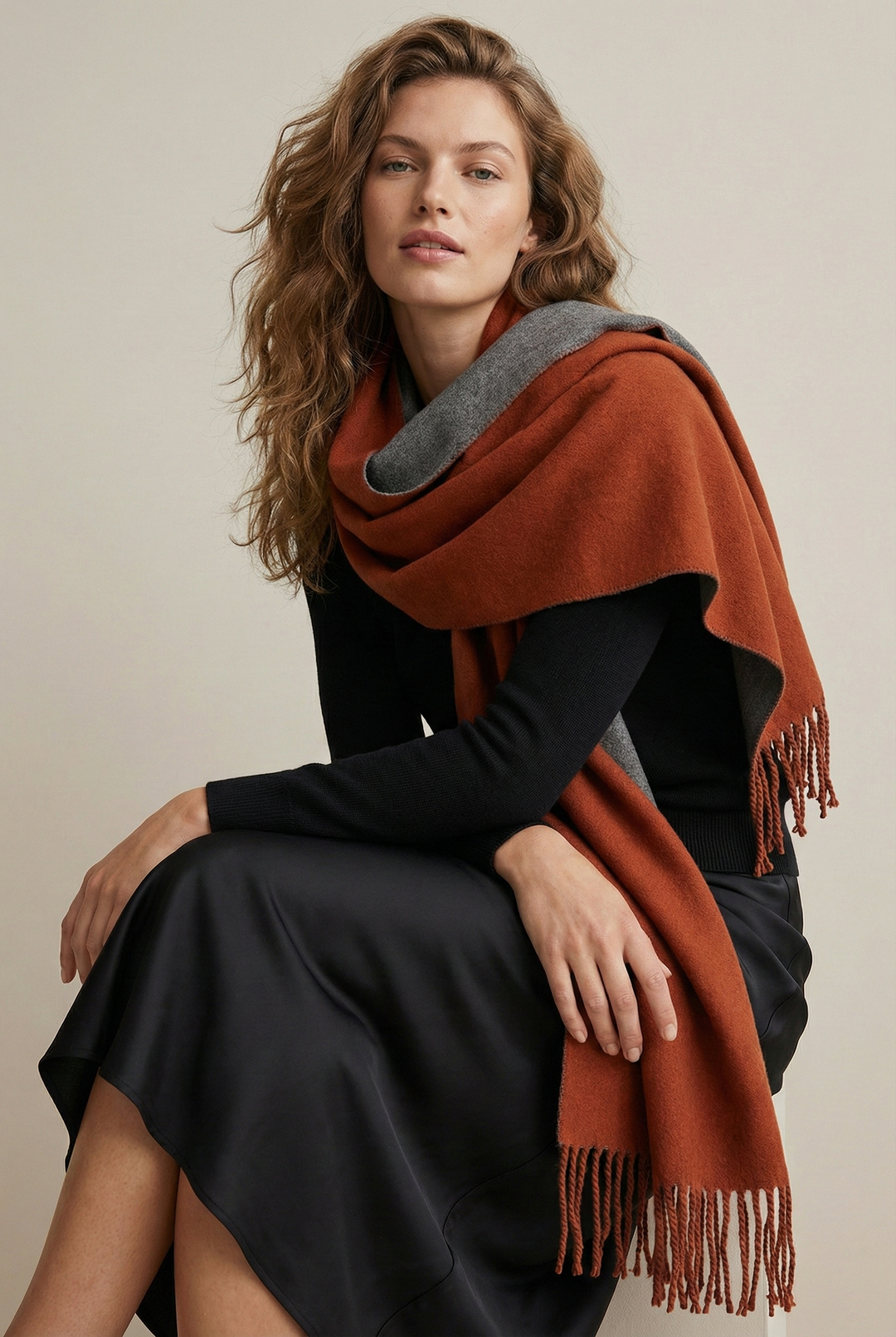 Solid Fringe Reversible Scarf