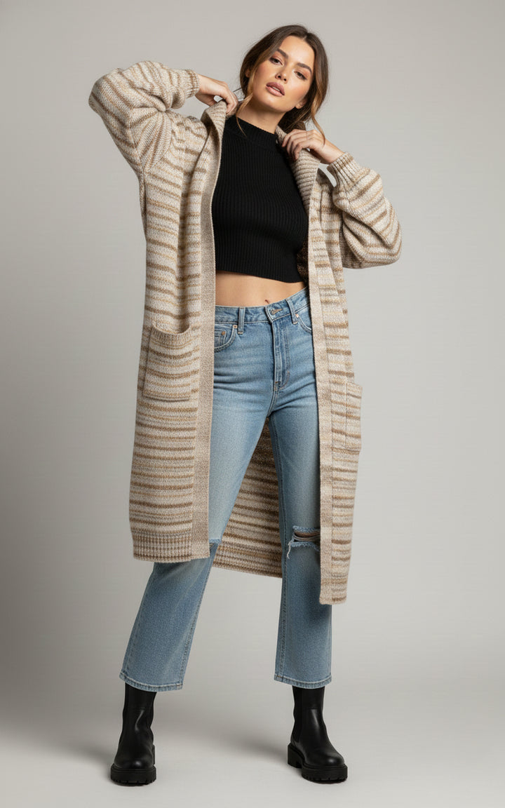 Horizontal Striped Cardigan