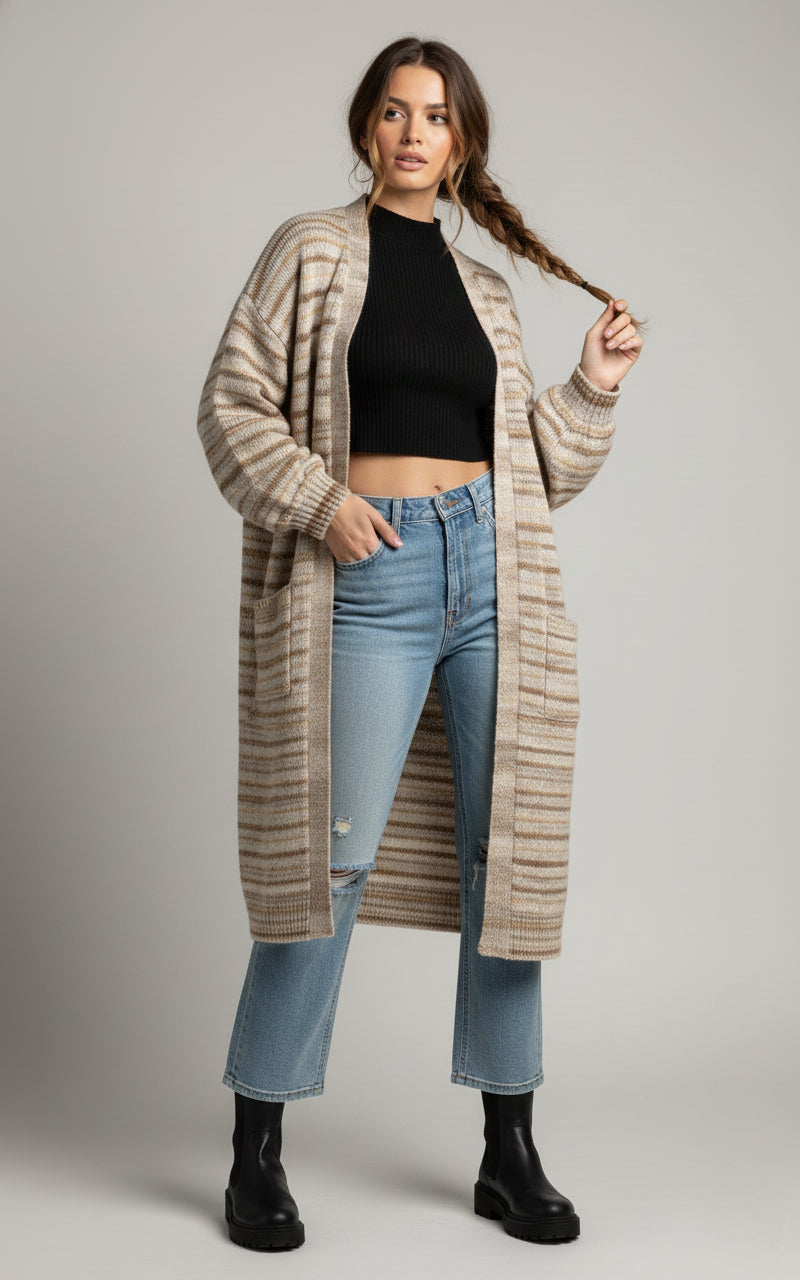 Horizontal Striped Cardigan
