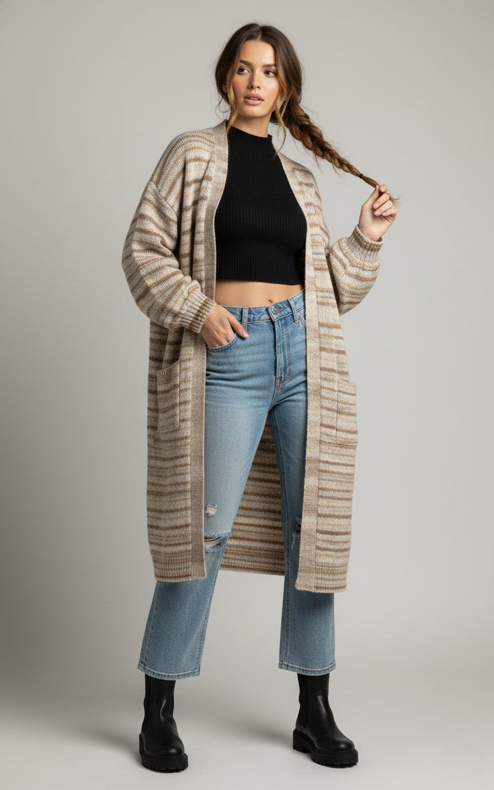 Horizontal Striped Cardigan