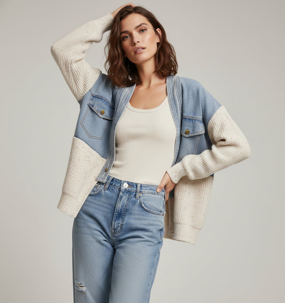 Denim and Grey Combo Jacket