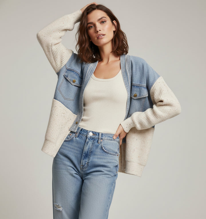 Denim and Grey Combo Jacket