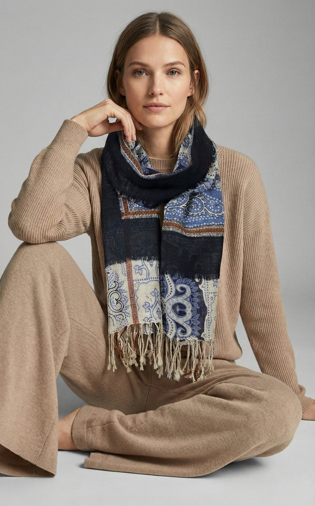 Barbara Frayed Patchwork Scarf