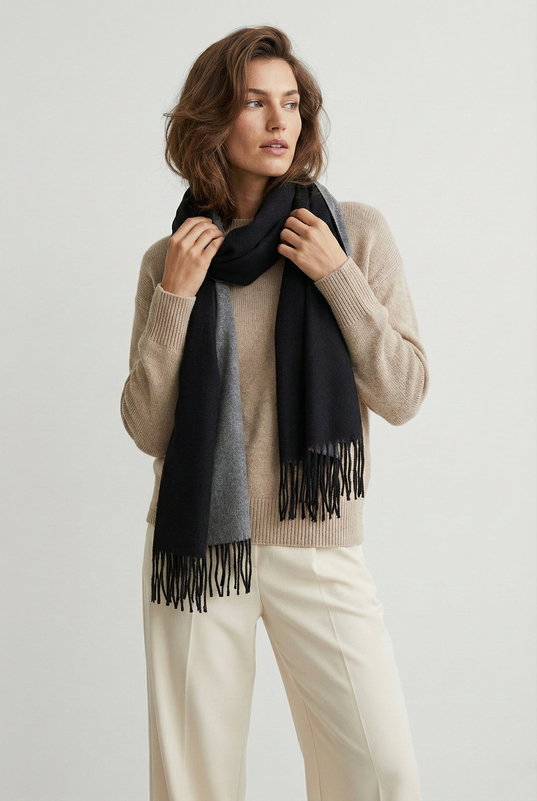 Solid Fringe Reversible Scarf