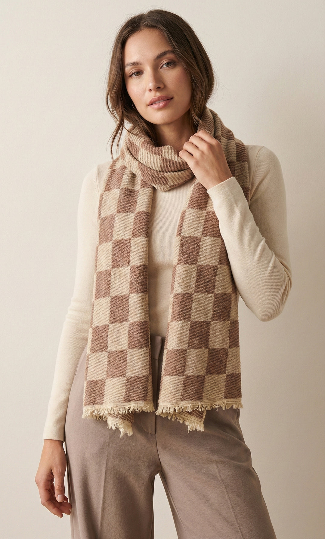 Crinkled Checkered Scarf