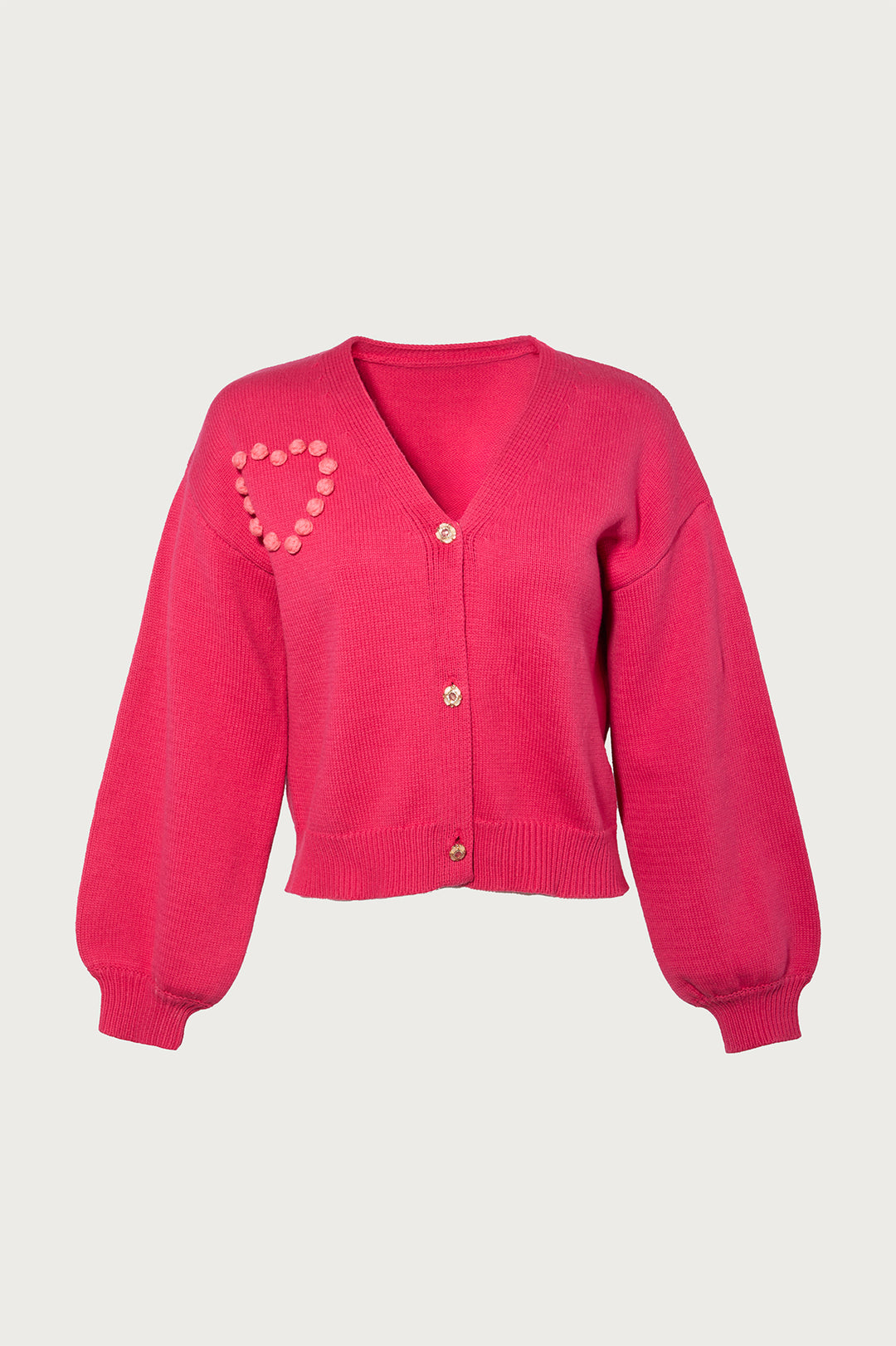 Heart Pom Pom Cardigan