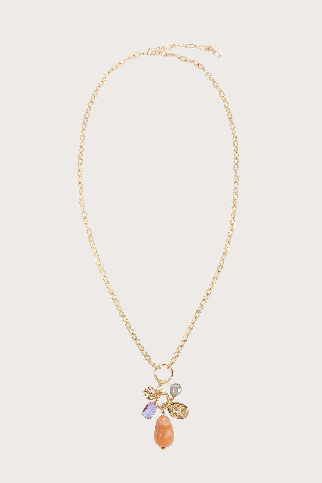 Long Stone Charm Necklace